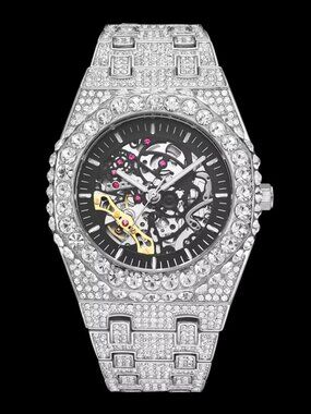 Self-Wind Mechanical Skeleton Iced Out Diamond Watch